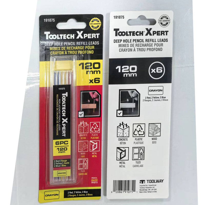 Tooltech 6PC Spare Graphite For Steel Pencil 4.5in Mix Color