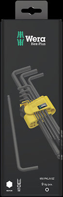 Wera 950/9 Hex-Plus Imperial 1 SB L-key set, Imperial, BlackLaser, 9 pieces