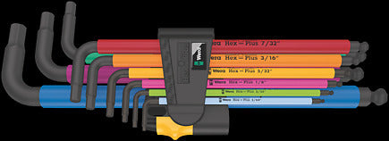 Wera 950/9 Hex-Plus Multicolour Imperial 2 L-key set, imperial, BlackLaser, 9 pieces