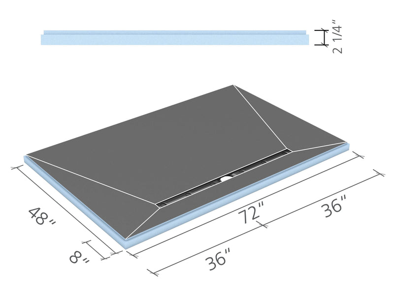 wedi Fundo Linear Shower Base 72" x 48" x 2-1/4"
