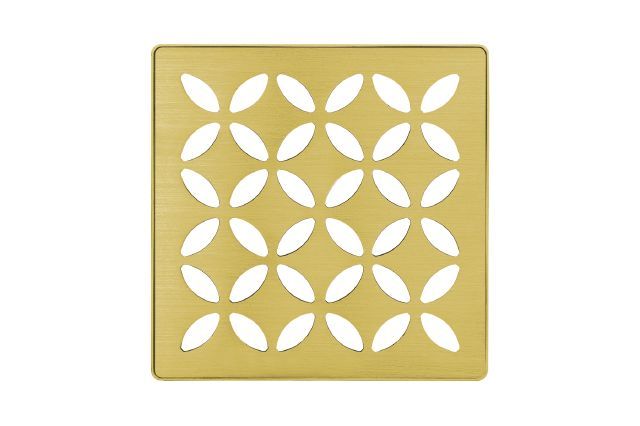 Schluter KERDI-DRAIN Square Grate Kit Floral - Stainless Steel (V2) Brushed Classic Gold 4"