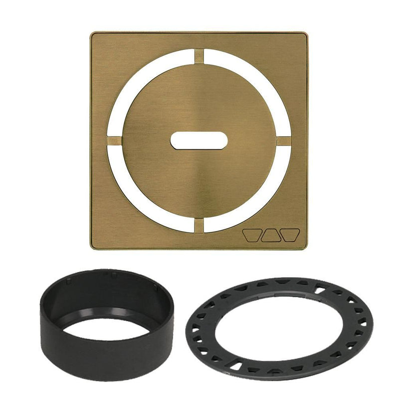 Schluter KERDI-DRAIN Square Grate Kit Pure - Stainless Steel (V2) Brushed Vintage Gold 4"