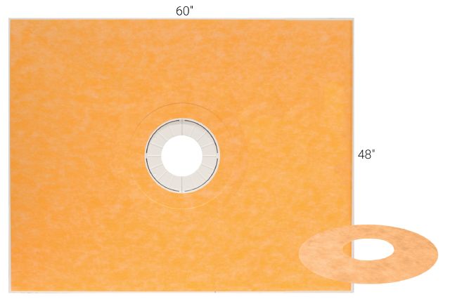 Schluter KERDI-SHOWER-T Prefabricated Sloped Shower Tray Kit with Center Outlet Position 1-3/32" x 48" x 60"
