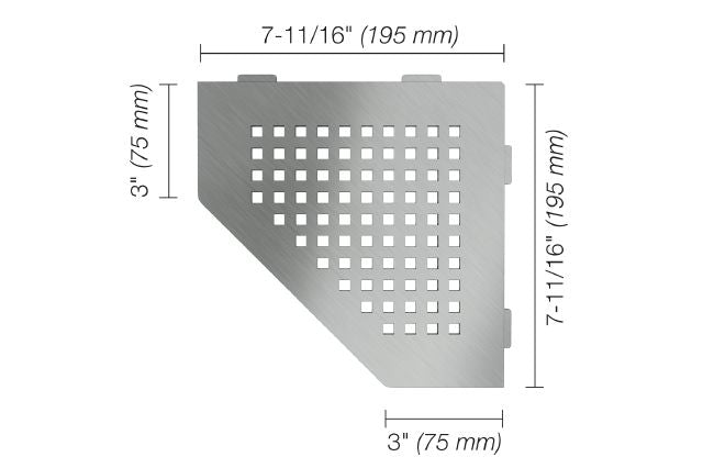 Schluter SHELF-E Pentagonal Corner Shelf Square Design - Brushed Stainless Steel (V2)